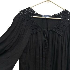 Democracy Flowy Black Crochet Detail Blouse